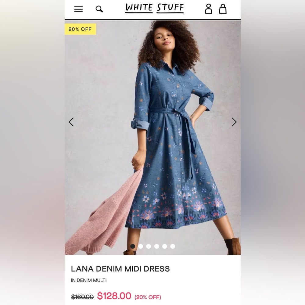 NWT White Stuff Lana Denim Midi Dress